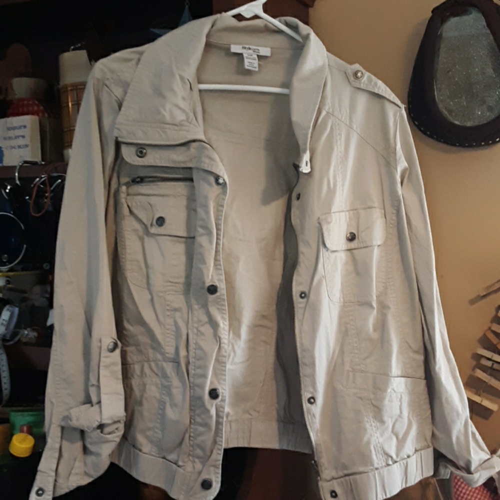 Style & Co. Tan Utility Bomber Jacket
